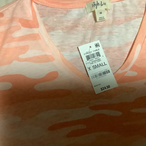 Style & Co. T-Shirt, coral camo, size x-small NWT - Picture 4 of 4